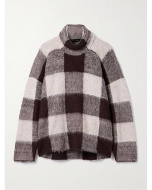 Proenza Schouler Kai Checked Brushed Knitted Turtleneck Jumper - Brown