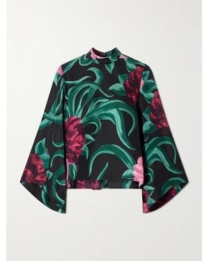 La DoubleJ Make An Exit Floral-Print Silk-Twill Blouse - Green