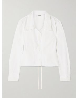 Bode Crosshatch Grosgrain-Trimmed Cotton-Poplin Shirt - Weiß