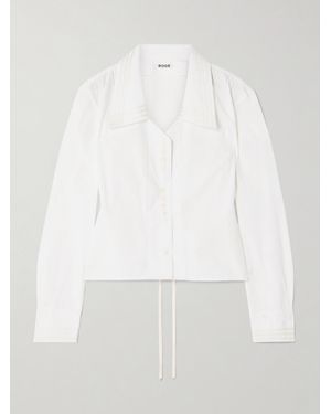 Bode Crosshatch Grosgrain-Trimmed Cotton-Poplin Shirt - White
