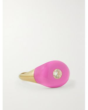 Charms Company Les Bonbons 14-Karat, Enamel And Quartz Ring - Pink