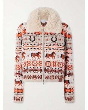 Stella McCartney Cropped Jacquard-Knit Wool Cardigan - White