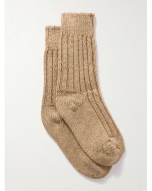 The Elder Statesman Yosemite Ribbed Cashmere Socks - Natural