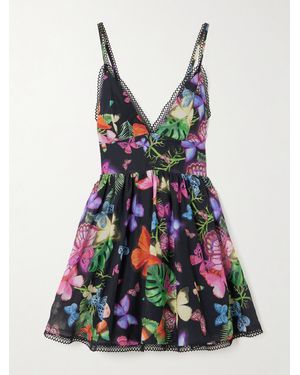 Charo Ruiz Issya Minikleid Aus Einer Bedruckten Baumwollmischung - Schwarz