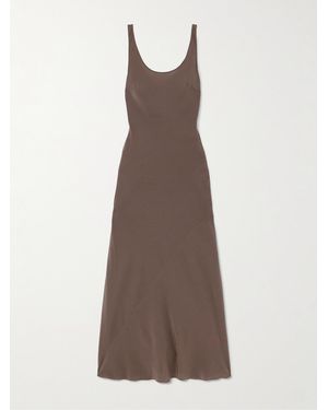 Matteau Silk Crepe De Chine Midi Dress - Brown