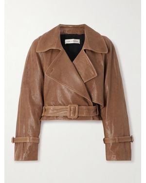 Nour Hammour Veste Raccourcie En Cuir À Ceinture Hatti - Marron