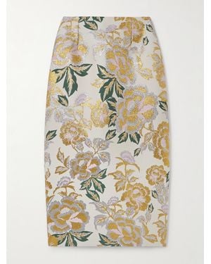 Carolina Herrera Jupe Midi En Brocart - Métallisé