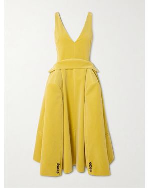 JW Anderson Cotton-Velvet Midi Dress - Yellow