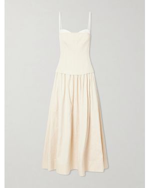 Jonathan Simkhai Quinlin Striped Satin Bustier Midi Dress - White