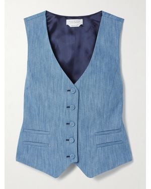 Gabriela Hearst Coleridge Cotton And Linen-Blend Chambray Vest - Blue