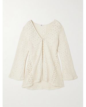 SARA CRISTINA Nerea Pearl-Embellished Crocheted Cotton Coverup - Natural
