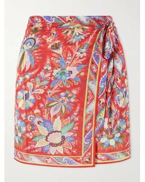 Etro Floral-Print Voile Sarong - Red