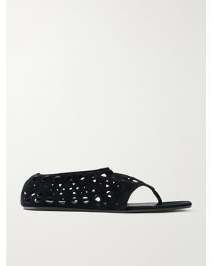 Alaïa Neo Vienne Perforated Suede Flats - White