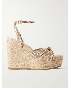 Loeffler Randall Pamela Mignon Metallic Leather Platform Wedge Sandals - Natural