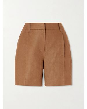 Brunello Cucinelli Pleated Linen-Twill Shorts - Brown