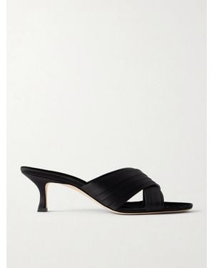 Manolo Blahnik Viera 50 Mules Aus Satin - Weiß