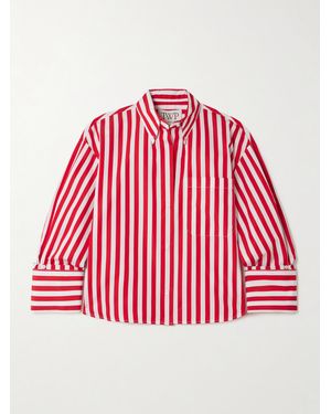 Twp J.D. Striped Cotton-Poplin Shirt - Red