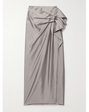 Aje. Immersion Draped Silk-Blend Maxi Skirt - Gray