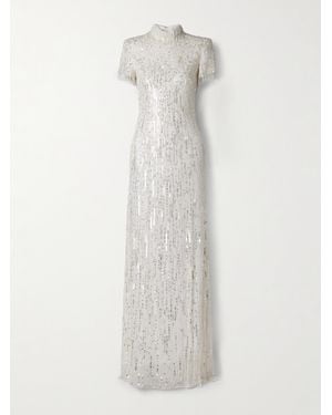 Jenny Packham Madeleine Embellished Chiffon Gown - White