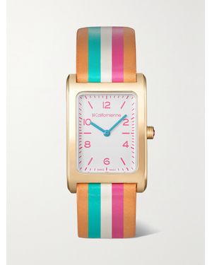 La Californienne Daybreak 24Mm-Plated Striped Leather Watch - White