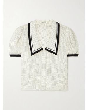 FRAME The Sailor Cropped Polka-Dot Silk-Crepe Blouse - Natural