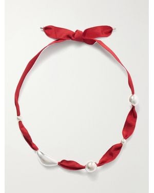 Camille Surault Grigri Sterling And Silk Necklace - Red