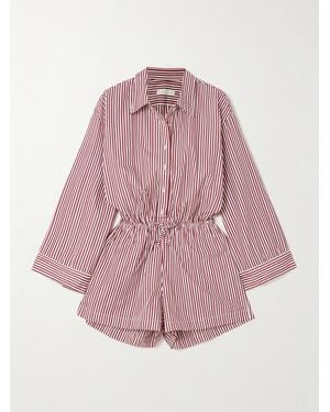 Faithfull the Brand Freja Striped Cotton-Poplin Playsuit - Pink