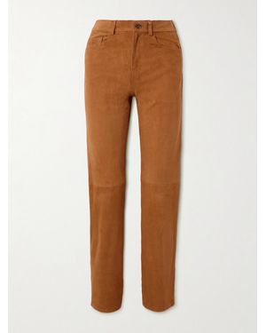 Blazé Milano Paso Panelled Suede Straight-Leg Trousers - Brown