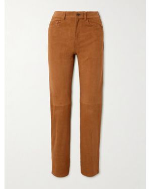 Blazé Milano Viva Paso Hose Mit Geradem Bein Aus Veloursleder - Braun