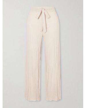 Sharon Wauchob Crinkled Silk-Blend Wide-Leg - Natural