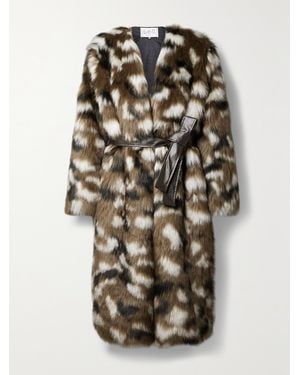 Sea Karlie Oversized Belted Faux Fur Coat - Brown