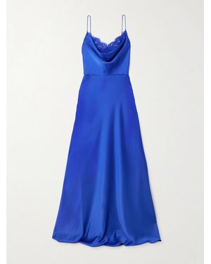 Rebecca Vallance Remi Lace-Trimmed Satin Gown - Blue