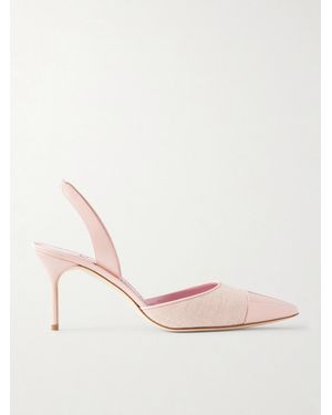 Manolo Blahnik Capsli 70 Canvas And Patent-Leather Slingback Court Shoes - Pink