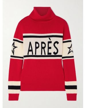 Perfect Moment Schild Intarsia Merino Wool Turtleneck Sweater - Red