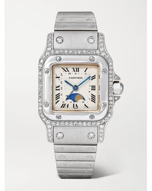 Stephanie Windsor Cartier Vintage 1980S Santos Galbée Moonphase 26Mm 18-Karat And Diamond Watch, Ref. No. 9800 (Fits Up To 6.2' Wrist) - Gray