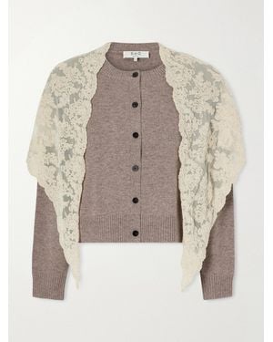 Sea Kirra Lace-Trimmed Wool Cardigan - Natural