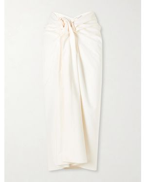 Magda Butrym Embellished Gathered Cotton Midi Skirt - White