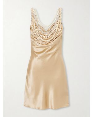 Balmain Draped And Fringed Satin Tailored Dress in White | Lyst