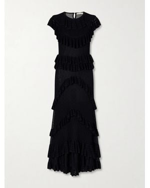 Ulla Johnson Magnolia Ruffled Crocheted Midi Dress - Black