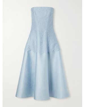 Emilia Wickstead Meja Embossed Cloque Lace Trimmed Midi Dress - Blue