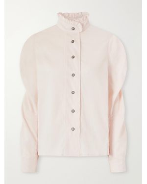 Thierry Colson Wind Gathered Cotton And Wool-Blend Corduroy Blouse - Natural