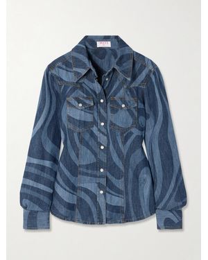 Emilio Pucci Bedrucktes Jeanshemd - Blau