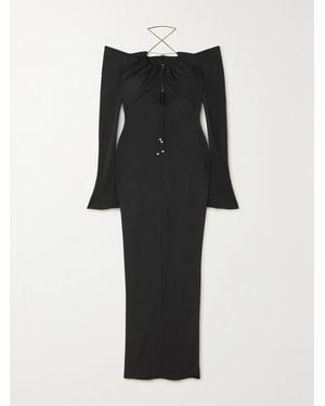 16Arlington Salm Off-The-Shoulder Cutout Stretch-Jersey Maxi Dress - Black