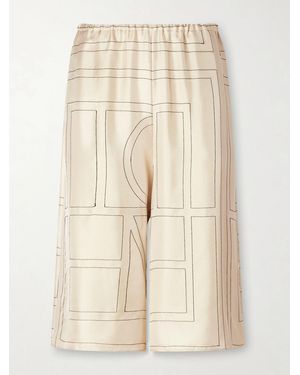 TOTEME Embroidered Silk Shorts - Natural