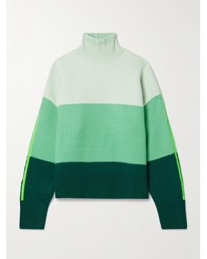 Christopher John Rogers Brushed Striped Merino Wool-Blend Turtleneck Sweater - Green