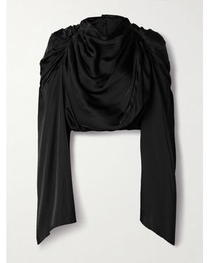 Rick Owens Claudette Verkürztes Oberteil Aus Charmeuse Mit Raffungen - Schwarz