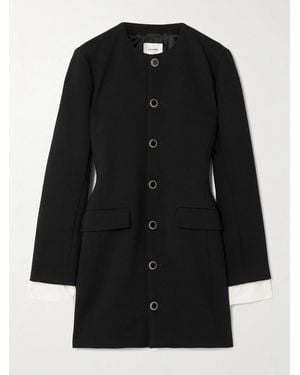 FRAME Embellished Poplin-Trimmed Twill Mini Dress - Black