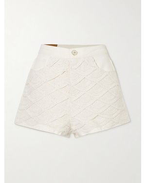 FARM Rio Crocheted Cotton And Denim Shorts - Natural
