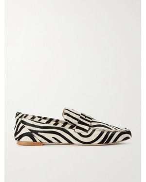 Jamie Haller Zebra-Print Calf Hair Loafers - White