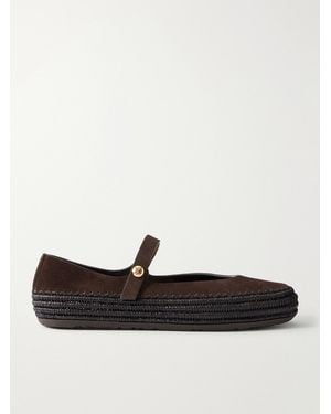 Loewe Paula's Ibiza Rio Suede Mary Jane Espadrilles - White